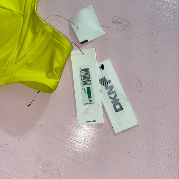 NWT DKNY women's molded CUP balconette UNDERWIRE bikini top in neon yellow L - Picture 8 of 11